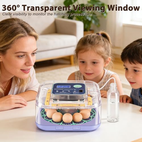 Incubators for Hatching Eggs with Digital Display, Chicken Incubator with Temp & Humidity Control, Auto Egg Turner, Auto Water Top-up, Egg Candler, Poultry Hatcher for Chicken Duck Goose Quail Eggs