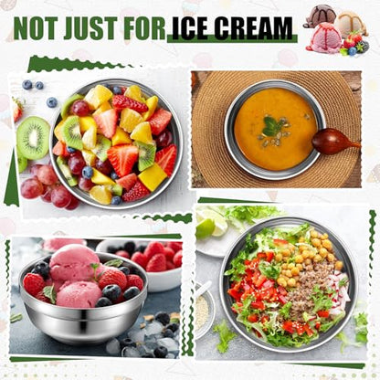 Funnymoom 8 Pack 34 oz Stainless Steel Bowls Double Walled Insulated Soup Ice Cream Metal Mixing Nesting Bowls for Serving Soup Rice Cereal - size: 34 oz