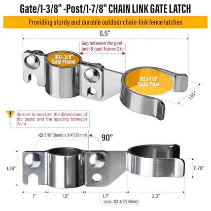 1-3/8" x 1-7/8" Chain Link Gate Latch Heavy Duty Stainless Steel Fence Gate Fork Latch Hardware with Padlock Hole 1pcs - color: 1-3/8"x1-7/8"