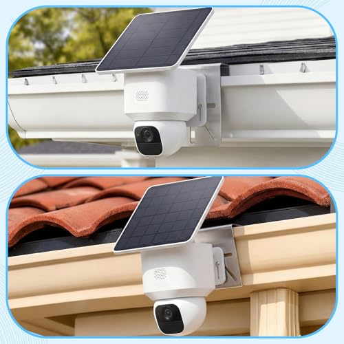 2 Pcs Standard Size Gutter Mount Stainless Steel Bracket No-Drill Anti-Rust Solar Security Camera Holder with Stainless Screws Gutter Mount for Security Camera Outdoor Use
