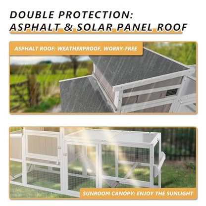 79“L Chicken Coop and Run, 2 Story Backyard Hen House with Nesting Box, Poultry Cage for 1-3 Chickens Ducks Rabbits with Removable Tray, Ramp and UV-Resistant Roof Panel - size: 78.7"L x 26.0"W x 39.0"H