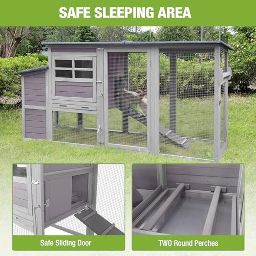 Gutinneen Chicken Coop Large Chicken House with Run Wooden Poultry Cage with Nesting Box,Large Opening Roof
