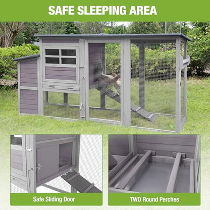 Gutinneen Chicken Coop Large Chicken House with Run Wooden Poultry Cage with Nesting Box,Large Opening Roof
