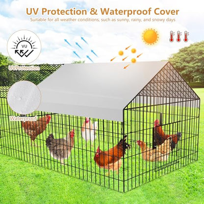 Metal Chicken Coop 87"×40" with Cover Chicken Run Pen for Yard Outdoor Large Portable Chicken Playpen Enclosure Rabbit Small Animal Dog Poultry Cat Cage Duck Coop Hen