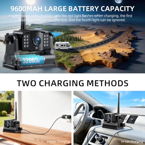 eRapta Dual Magnetic Wireless Backup Cameras - HD1080P 7” DVR Monitor, Stable Signal for RV/Trailer/Truck/Tractor/Camper/Hitch/Travel, 1-Min Install-Free, Clear Night Vision Back Up Camera (ACT702) - size: 7 inch-2 cameras