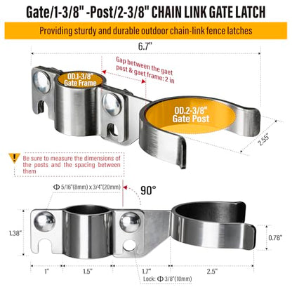 1-3/8" x 2-3/8" Chain Link Gate Latch Heavy Duty Stainless Steel Fence Gate Fork Latch Hardware with Padlock Hole 1pcs - color: 1-3/8"x2-3/8"