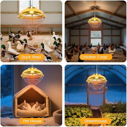 300 Watt Premium Waterproof Heaters Heat Lamp for Chicken Coop,Professional Chicken Coop Heater,Hanging Pheasantry Heater,for Chicks Brooder Pen,Duck,Pet House,Poultry