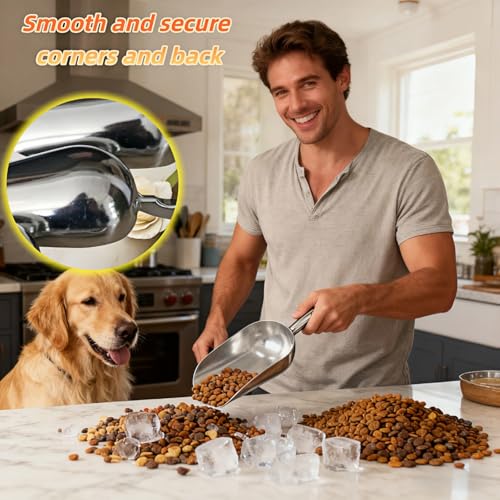 Ice Scoop, 5 oz Heavy Duty Cast Aluminum, Ergonomic S-Curve Handle, Commercial Grade for Ice, Coffee, Popcorn, Flour, Sugar, Food-Grade & Rust-Proof Kitchen Tool (S (5oz)) - size: S (5oz)