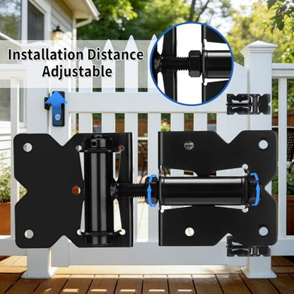 K Kasonic Self Closing Gate Hinges, Heavy Duty Door Hinges Hardware Kit for Vinyl/PVC/Wooden Fence Gates, 90 Degree Adjustable, Fits 3/4" to 1" Gap with Adjuster Tool and Screws
