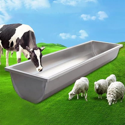 SRNSAEB L 20in 40in 76in Metal Cow Water Trough/Pan/Tub, Large Capacity Livestock Hay Feeder for Farm/Pasture/Yard Feeds Horses/Sheep/Calves, Goat Feeding Trough Food Feeders(195cm(76 4/5in)) - size: 195cm(76 4/5in)
