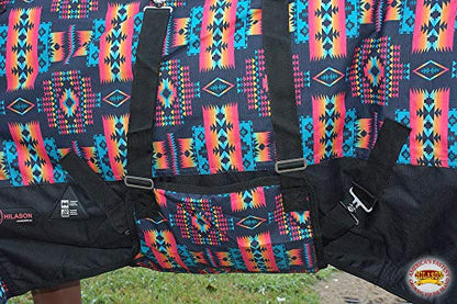 Black Aztec 81 in HILASON 600D Winter Waterproof Poly Horse Blanket Belly Wrap - size: 81 In