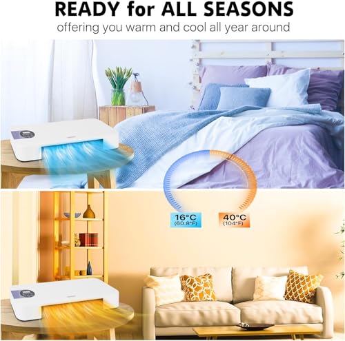 Wall Mounted Heater 1500W PTC Ceramic Electric Space Heater with Remote, LED Display, Adjustable Thermostat, Overheat Protection, Timer, Low Noise Heater for Bedroom, Office, Large Room Indoor Use