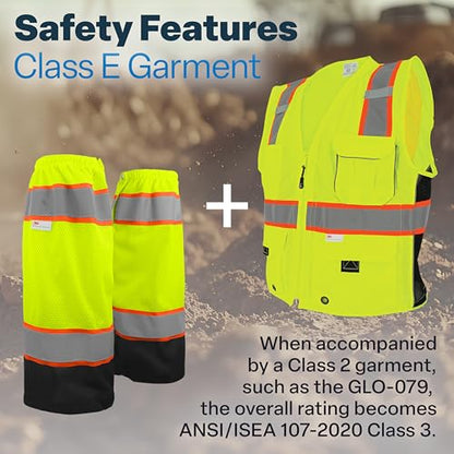 GGS Leg Gaiters - High Visibility Mesh with Reflective Tape, Lightweight Safety Gear for Hunting, Construction/Roadwork, Outdoor Projects, Universal Fit, Yellow/Green - color: High-visibility Yellow/Green, style: Mesh Polyester