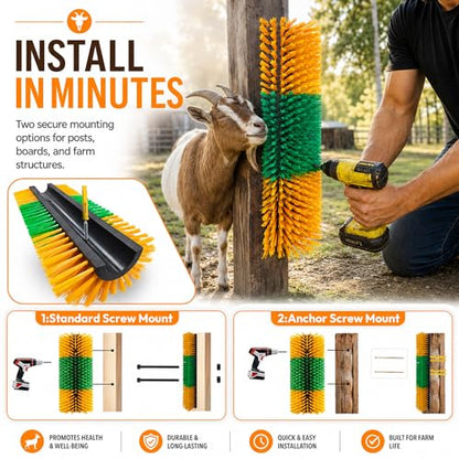 Livestock Scratching Brush, 4-Pack-Grooming Posts for Cows, Horses, Goats and Pigs with 8 Screws, Help Relieve Discomfort in Livestock and Prevent Damage to Fences - color: regular 4pcs