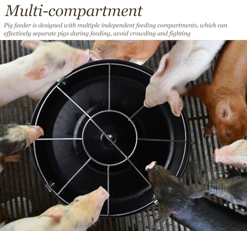 Anti-Waste Round Plastic Pig Feeder, Multi-Compartment Livestock Water Trough, Homestead Feed Trough for Piglet, Duck, Chicken, Rabbit(Double Rack,80cm/31.5"(16 Slots)) - color: Double Rack, size: 80cm/31.5"(16 Slots)