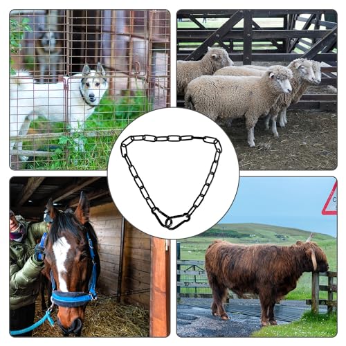 lasuroa Gate Chain Lock, 20 Inch Stainless Steel Gate Link Chain Lock with Both-Ended Carabiners Chain Link Gate Latches for Outdoor Fences, Pet Cages, Horse Goat Cow Corral Supplies