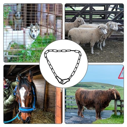lasuroa Gate Chain Lock, 20 Inch Stainless Steel Gate Link Chain Lock with Both-Ended Carabiners Chain Link Gate Latches for Outdoor Fences, Pet Cages, Horse Goat Cow Corral Supplies