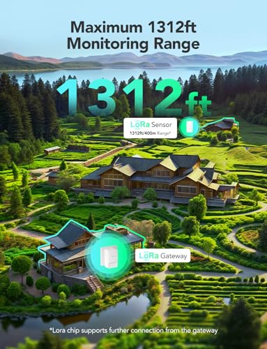GoveeLife Outdoor Indoor Wireless Wi-Fi Gateway Thermometer Hygrometer, IP65 Waterproof Temperature Humidity Sensor Monitor with Remote APP Alert, 1312ft Monitoring Range,for Home, Greenhouse, Patio - style: LoRa Gateway + 3 Sensors