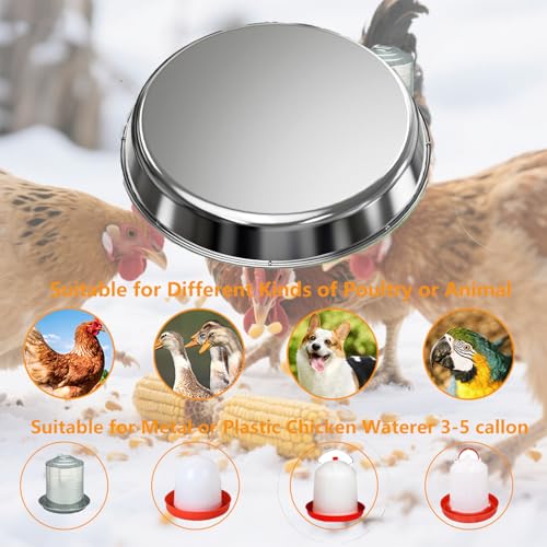 12in Chicken Water Heater, 5 Gallons Chicken Water Heater Base,Automatic Electric Poultry Winter Deicer Heated Base for Plastic/Metal Chicken Waterer