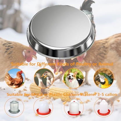 12in Chicken Water Heater, 5 Gallons Chicken Water Heater Base,Automatic Electric Poultry Winter Deicer Heated Base for Plastic/Metal Chicken Waterer