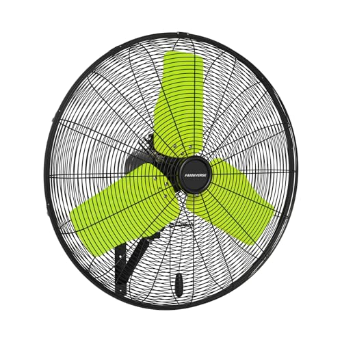 24 Inch Outdoor Waterproof Wall Mount Fan, 9500 CFM Heavy Duty Oscillating Commercial Metal Fan with Totally Enclosed Motor & GFCI Plug for Patio, Barn & Garage (UL Listed) - color: Green, size: 24 Inch