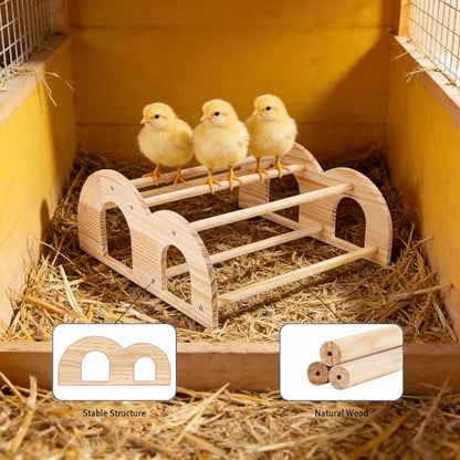 Double Layer Wooden Chicken Perch, Baby Chick Roosting Bars in Coop and Brooder, Chicken Toys, Coop Accessories for Large Bird - color: Double Layer Chick Perch