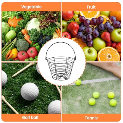 Kifmurase 3 Pcs 8” Egg Collecting Basket for Gathering Fresh Eggs with Handle, Wire Baskets Metal Storage Basket for Carring and Transporting Chicken and Duck Eggs, Fruit Bin