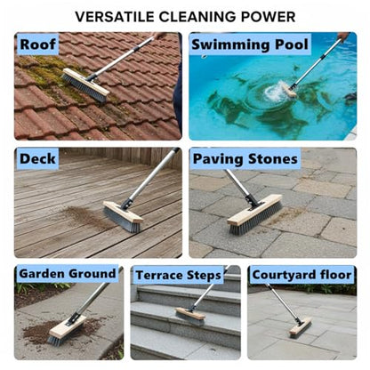 Heavy Duty Wire Broom,Stainless Steel Wire Scrub Brush with Long Handle,Perfect for Cleaning Weeds and Moss from patios, Decks, Gardens, Concrete, garages, and More(59in)