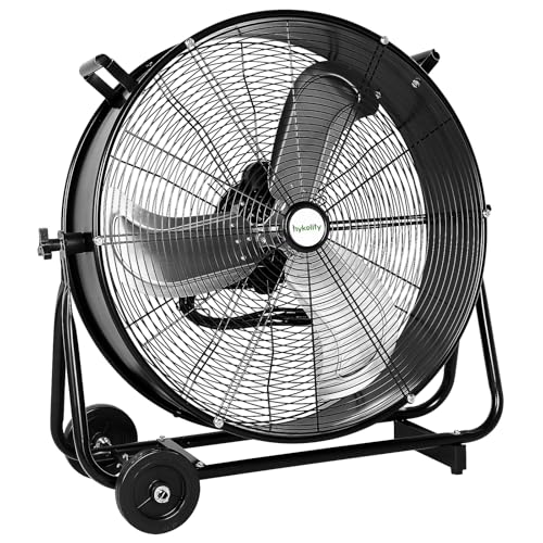 hykolity 24 inch 8100 CFM High Velocity Industrial Drum Fan, 3-Speed Heavy Duty Metal Shop Fan for Warehouse, Garage, Workshops, Factory, UL Listed, Red - color: Red, size: 24 Inch