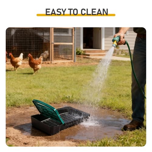 Chicken Nesting Box with 6 Compartments, Automatic Roll-Away Egg Collection, Wall Mount Hen Laying Box with Perch Removable Trays for Easy Cleaning Durable Galvanized Steel Nest Box for Backyard Green