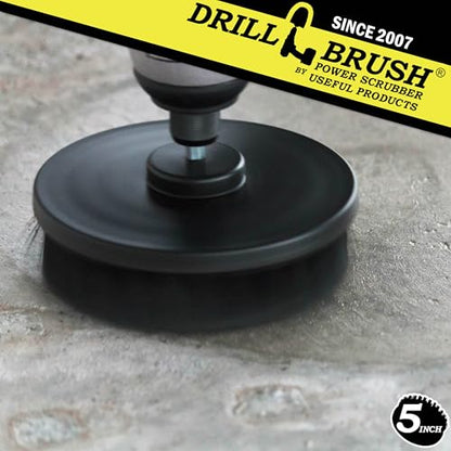 Industrial Cleaning Supplies: 5-Inch Flat Black Ultra Stiff Bristles Spin Brush - Electric Spin Scrubber BBQ Grill Brush for Deep Cleaning - Rust Removal - Power Cleaning Brush - Garage Floor Scrubber