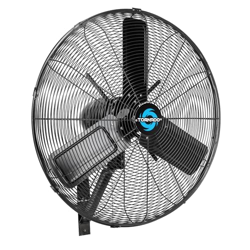 Tornado 24 Inch High-Velocity Oscillating Wall Mount Fan – IPX4 Water-Resistant, Industrial-Grade TEAO Motor, 2-Speed, 7350 CFM, cETL Certified for Outdoor Use - size: 24 inch, style: Industrial