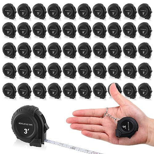 Kanayu Mini Tape Measure Keychains 3 ft Small Retractable Measuring Tape Bulk with Lock Steel Easy Read Pocket for Birthday Party Favors Daily Use - color: Black, size: 3 ft