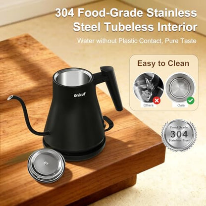 Gooseneck Electric Kettle 0.8L (27oz) - 1000W Rapid Fast Boiling Tea Kettle with Auto Shut Off & Boil-Dry Protection, Stainless Steel Leak-Proof Water Boiler for Pour Over Coffee, Black - color: Black