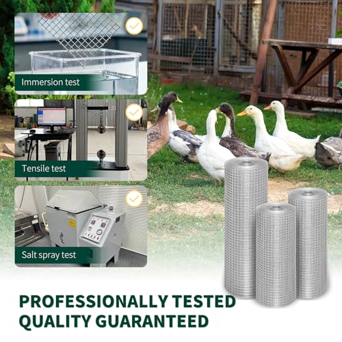 Hardware Cloth 1/2 inch, 19 Gauge 16inx25ft Chicken Wire Fence Wire Mesh Fence Galvanized Hardware Cloth Mesh for Poultry Netting, Garden Fencing, Tree Guard Rolls and Rabbit Cages Snake Fence - size: 1/2inch 16inx25ft