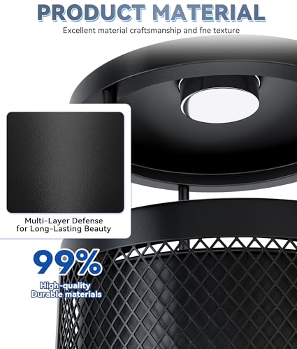 Outdoor Trash Can Commercial, Heavy Duty Large Metal Garbage Can for All Weather Resistant, Garbage Bin Waste Receptacle for Parks, Streets, Patio, Public Spaces (30 Gal-Round-Lid)