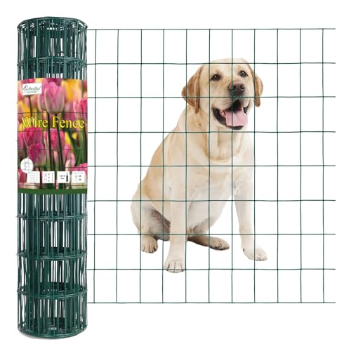 FOREHOGAR Green PVC Coated Welded Wire Fence 24 Inch x 25 Foot, 2 Inch x 3 Inch 16GA, Garden Border Fencing Roll Vinyl Coating Metal Wire Mesh for Yard Vegetable Plant Protection Poultry Netting - color: Green, size: 2''x3'' 16GA 24''x25'