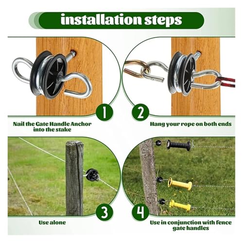 Electric Fence Gate Handles Electric Fence Gate Kit+ Handle Set Spring +Tension 2 Corner Ends 1 Black for Farm Garden Accessories