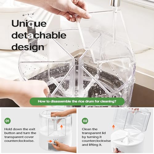 Grain and Rice Storage Container, 6 Grid Grain Dispenser, 360° Rotating 25lb Large Food Dispenser, Rice Dispenser Upgrade 6 Compartment Rotating, Airtight Storage White - size: PRO-L