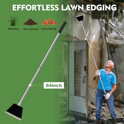 84" Garden Shovel Cleaning Floor Scraper, Weed Removal Tool, Long Handle with Heavy Duty Sharp Blade for Ice Roof Back Yard Sidewalk Grass Walls Glass Tile Painting Stripping Tools