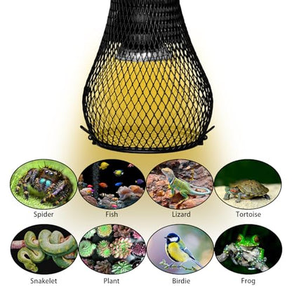 Reptile Heat Lamp,Reptile Light Heater Guard Basking Heater Lamp with Guard