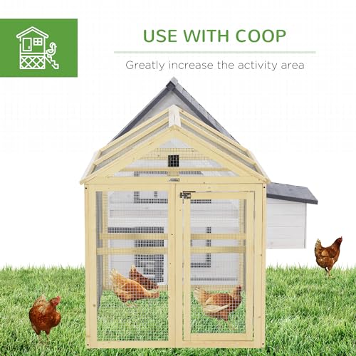 PawHut Chicken Run, Wooden Large Chicken Coop, Combinable Design with Perches & Doors for Outdoor, Backyard, Farm, 4.6' x 2.8', Nature Wood - color: Natural Wood