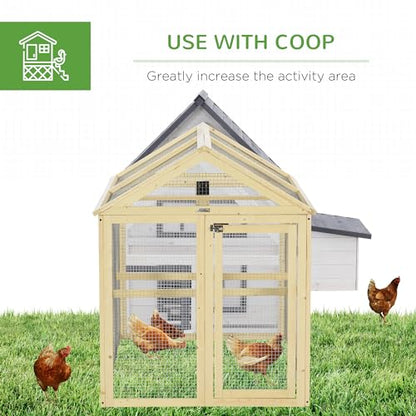 PawHut Chicken Run, Wooden Large Chicken Coop, Combinable Design with Perches & Doors for Outdoor, Backyard, Farm, 4.6' x 2.8', Nature Wood - color: Natural Wood