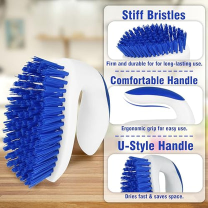 2 Pack Scrub Brushes, Cleaning Brush with Stiff Bristles, Handheld Scrubber for Bathroom, Shower, Tile, Carpet, Bathtub & Floor - size: Standard