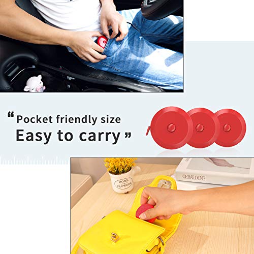 DiCUNO 60-Inch 1.5 Meter Soft and Retractable Tape Measure (3Pcs of Red with Soft Tape) - color: Red*3pcs