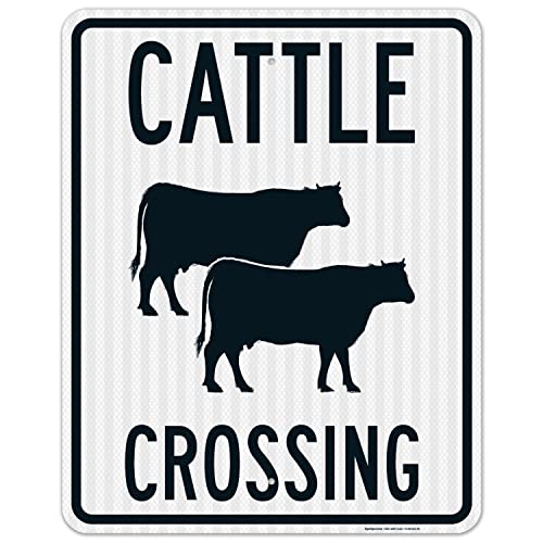 Cattle Crossing with Graphic Sign, 24x30 Inches, 3M EGP Reflective .080 Aluminum, Fade Resistant, Made in USA - size: 24x30 Reflective