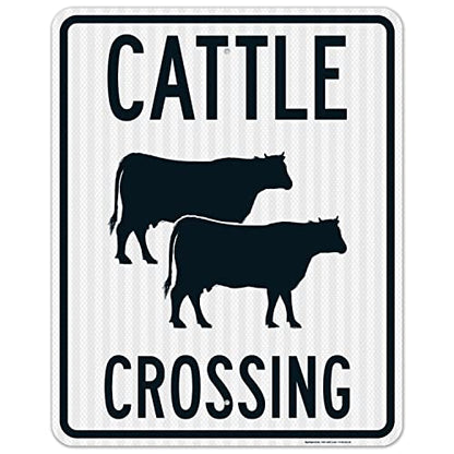 Cattle Crossing with Graphic Sign, 24x30 Inches, 3M EGP Reflective .080 Aluminum, Fade Resistant, Made in USA - size: 24x30 Reflective