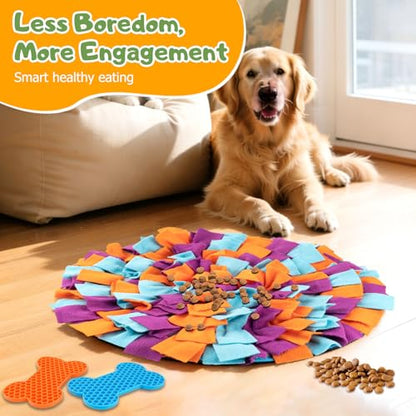 Snuffle Mat for Dogs, 17.7" Slow Feeder Foraging Dog Puzzle Toy for Stress Relief & Smell Training, Interactive Enrichment to Keep Dogs Busy, for Puppy/Medium/Large Breed