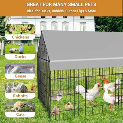 Chicken Coop 87"×40" Metal Portable Black Duck Coops Enclosure with Waterproof Cover Chickens Cage Runs for Yard Outdoor Backyard Farm Duck Pen Chicken Tractor for Rabbit, Dog, Cat,Small Animal