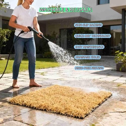 12x12 Inch Chicken Nesting Box Pads, 4 Pack - Waterproof Washable Hen Nesting Pads, Reusable Nest Box Liners with Drain Holes